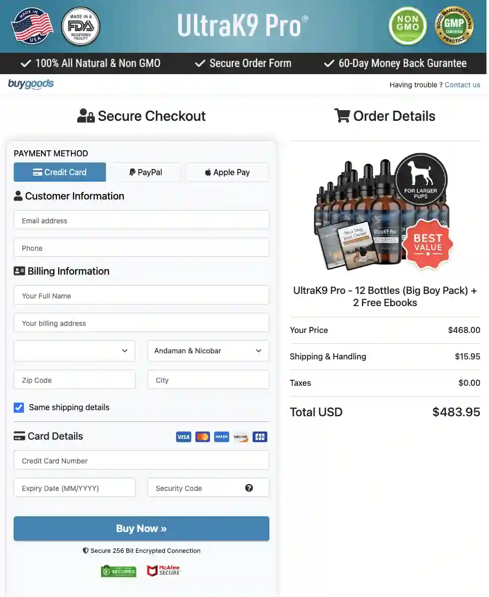 ultrak9 pro order page